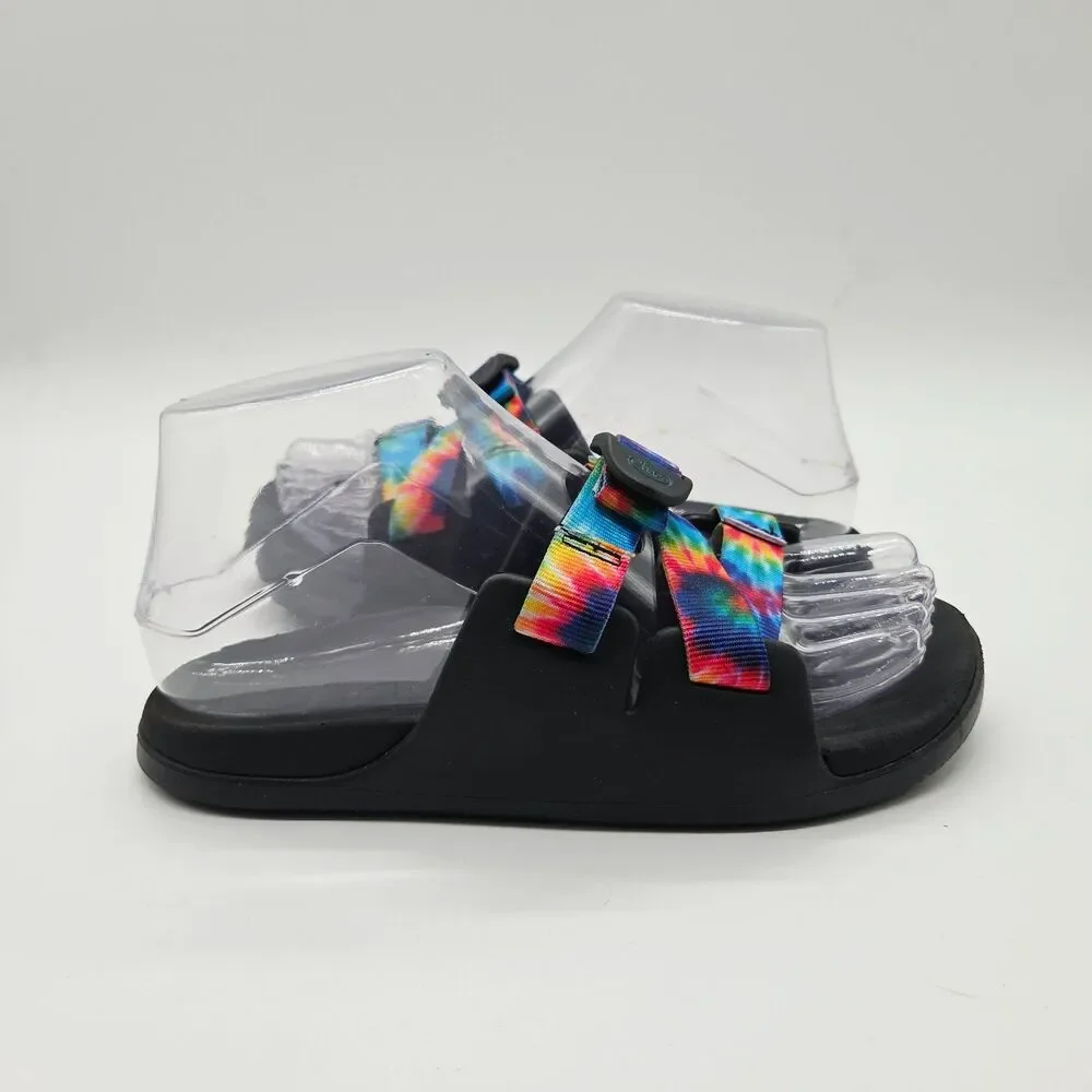 Chaco Chillos Slide Sandal Lightweight Rainbow Tie Dye Big Kids Size 4